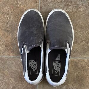 Vans Charcoal and White Slip-On Sneakers